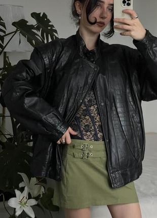 Кожаная винтажная черная куртка косуха трансформер