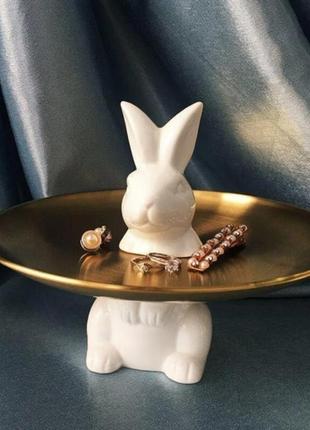 Керамическая подставка "золотой кролик", 20 см