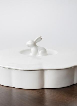 Керамическая емкость для хранения "белый зайчонок", 26 см