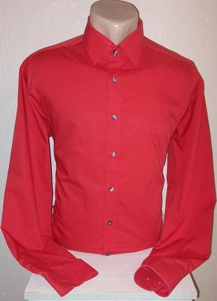 Шикарная рубашка красного цвета olymp level 5 five body fit, 💯...