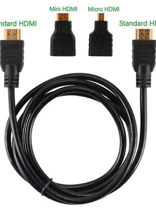 Кабель HDMI 1,5м, 3в1 micro HDMI mini HDM HDMI-HDMI шнур