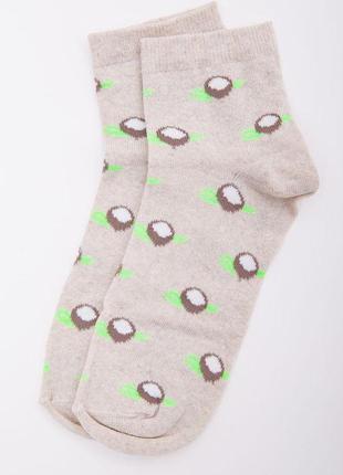 Жіночі шкарпетки, бежевого кольору з принтом, 167r362