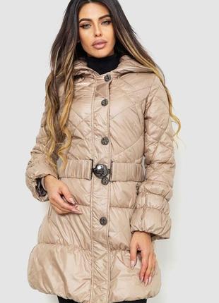 Куртка жіноча з поясом, колір бежевий, 235r803
