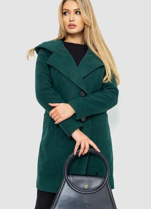 Жіноче пальто з капюшоном, колір зелений, 186r234