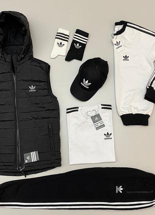 Набір adidas жилет-світшот-штани-футболка-кепка-2пари носки