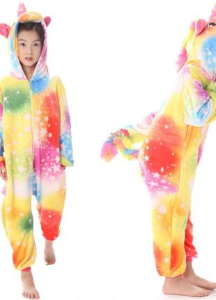 Детская пижама кигуруми единорог звездное настроение 140 см