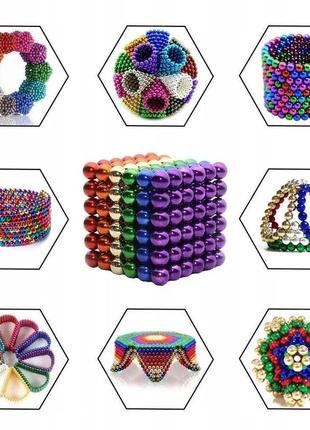 Неокуб neocube разноцветный 216 шариков 5мм в металлическом бо...