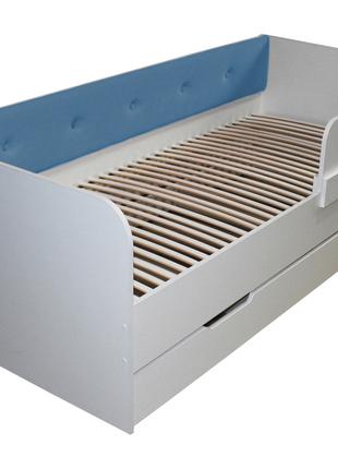 Детская кровать с ящиком и бортиком Валенсия Blue (190х80 см)