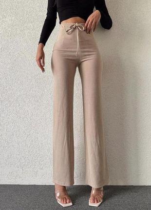 Стильні жіночі штани, модний кльош.висока посадка рубчик