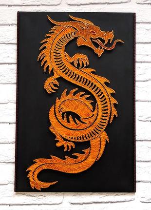 Картина вогняний дракон, китайський декор на стіну, золотий др...