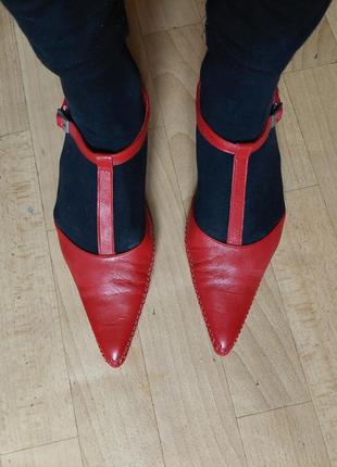 Красные туфли натуральная кожа, балетки, лоферы, босоножки р 39