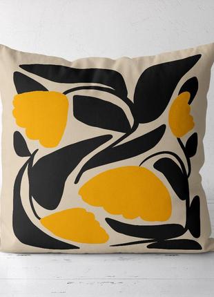 Подушка декоративная soft желтые цветы на бежевом фоне 45x45 с...