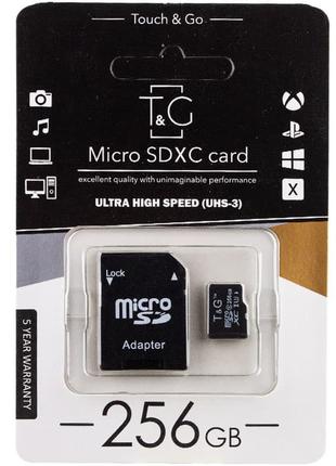 Карта памяти T&G; microSDXC (UHS-3) 256 GB class 10 (с адаптером)