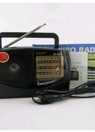Радіоприймач KIPO KB-308AC - потужний 5-ти хвильовий фм радіоприй