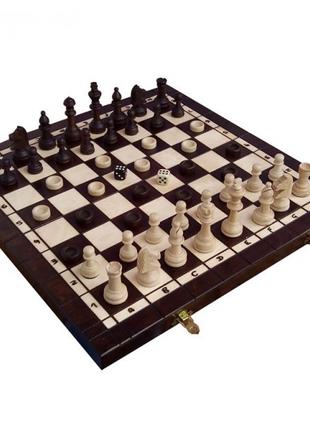 Шахи MADON Набір №4: шахи, шашки, нарди коричневий, бежевий Ун...