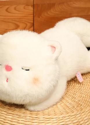 Мягкая игрушка белый кот 30см