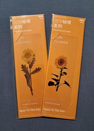 Прозрачные закладки для книг с цветами 5 шт. набор "солнечник"
