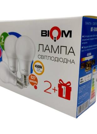 Светодиодная лампа Biom BT-510/3 A60 10W E27 4500К матовая (уп...
