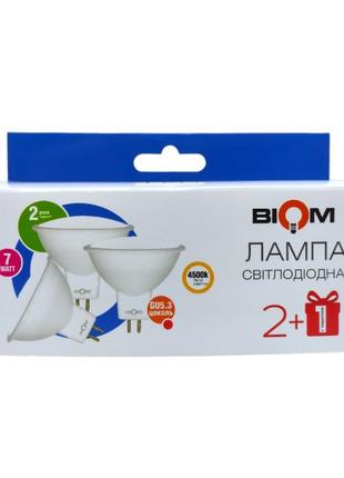 Свiтлодiодна лампа Biom BT-562/3 MR16 7W GU5.3 4500К матова (к...