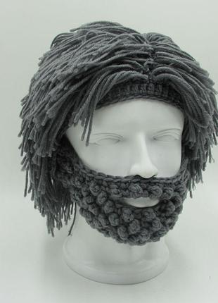 Зимняя шапка с бородой RESTEQ, уникальный головной убор.