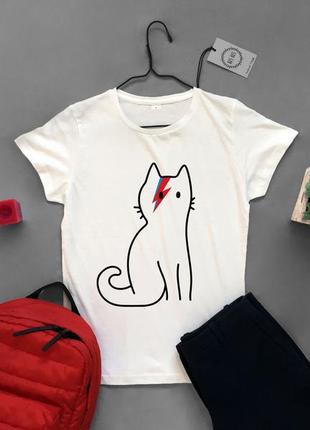 Футболка youstyle bowie cat 0535 m white