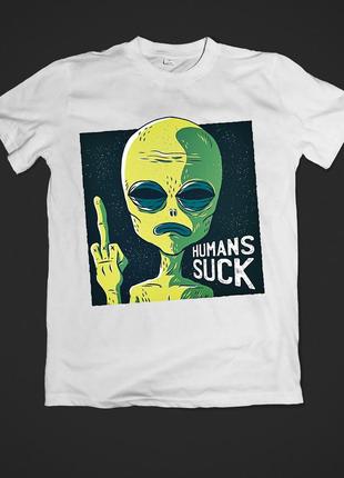 Футболка youstyle humans suck 0658 m white