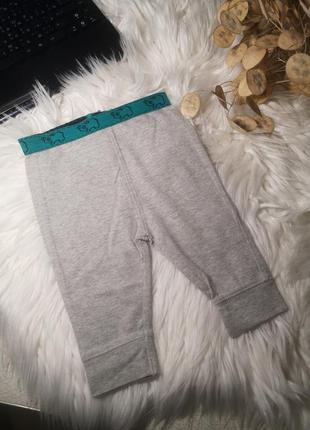 Трикотажные брюки на 0-3 месяца штанишки домашние пижамные