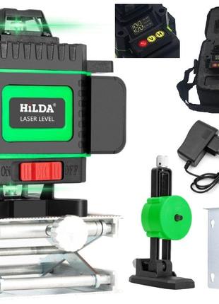 Лазерный уровень нивелир Hilda 4D , 16 линий зеленый луч