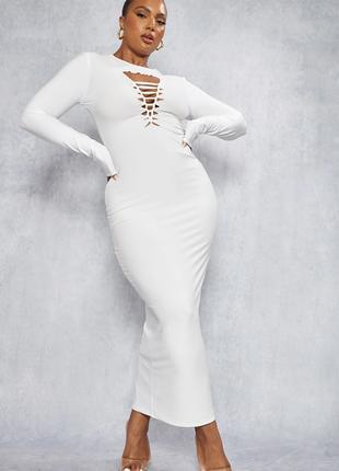 Біла сукня міді від Plt