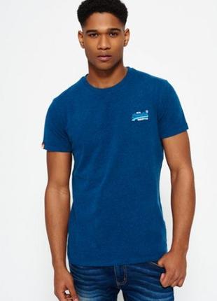 Стильная футболка синий меланж superdry, made in india, оригин...