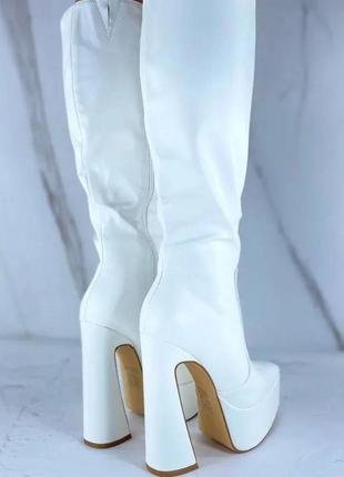 Жіночі білі чоботи сапоги сапожки