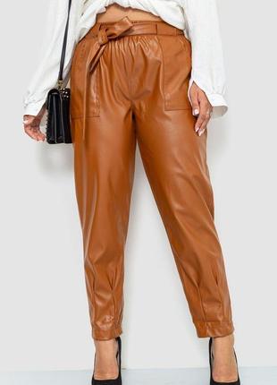 Штани зі штучної шкіри жіночі, колір світло-коричневий, 102r5145