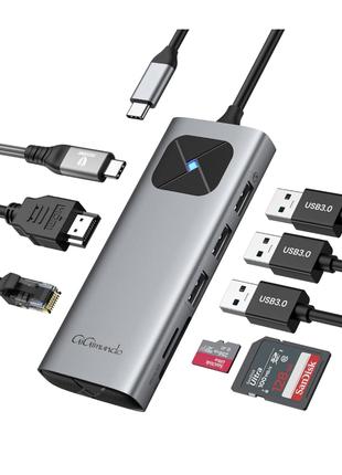 GiGimundo USB C HUB, док-станція, адаптер USB C 8 в 1 із 4K @ ...