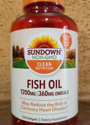 Рыбий жир 100 капс Sundown Fish oil 1200 mg Сердце Иммунитет К...