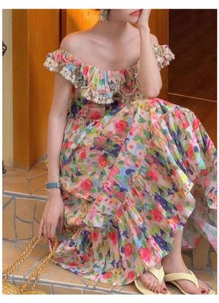Красивое платье миди в французком стиле в цветочный принт numb...