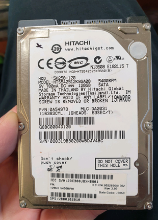 Hitachi HTS542512K9SA00 HDD 120gb на запчастини жорсткий диск