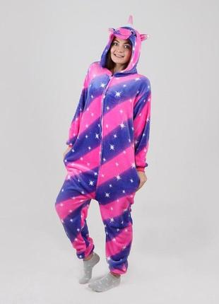 Кигурумы теплая пижамка кигуруми единорог пурпурный галактический