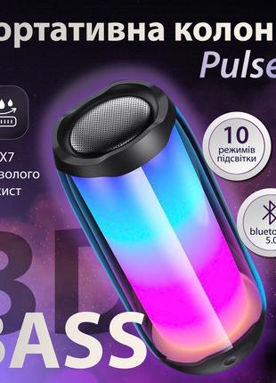 Колонка Bluetooth портативная Pulse 4 с подсветкой и светомузы...