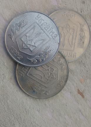 Три монеты 5 копiйок 1992 року. Цiна договiрна.
