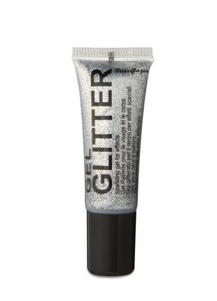 Глиттер-гель серебро glitter gel silver