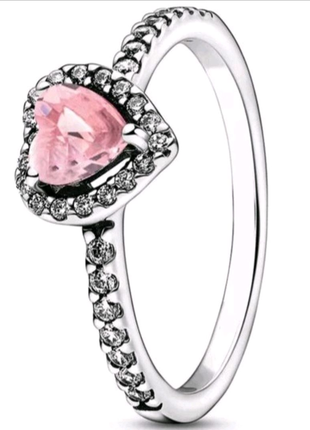 Кольцо Пандора розовое сердце,15 размер