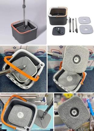 Швабра с ведром для мытья полов mop with bucket k10 с отжимом