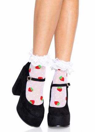Шкарпетки жіночі з полуничним принтом Leg Avenue Strawberry ru...