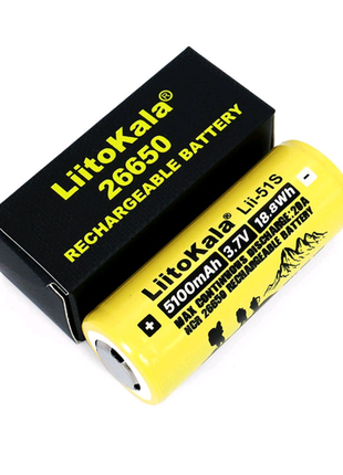 Акумулятори Liitokala 26650 Lii-51S/PSB із захистом, високий "+"