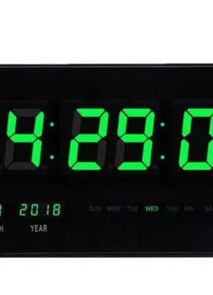 Настінний електронний LED-годинник із датою, будильником і тем...