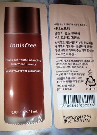 Innisfree black tea youth enhancing treatment essence 1ml омол...