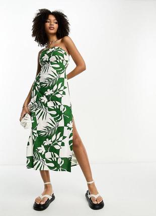 Невероятное стильное льняное платье миди лён в принт asos 10 м...