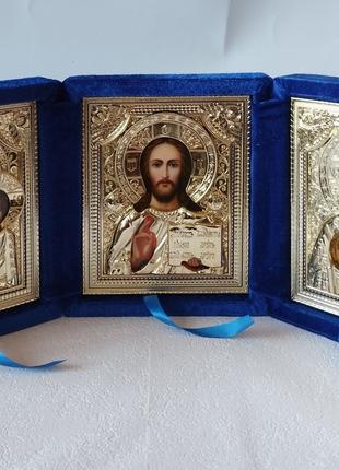 Икона-тройник Спаситель, Пресвятая Богородица и Николай