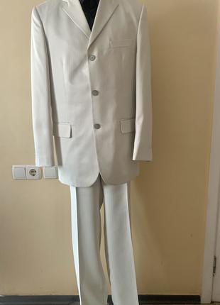 Чоловічий діловий білий костюм піджак і штани Stella Розмір Xl