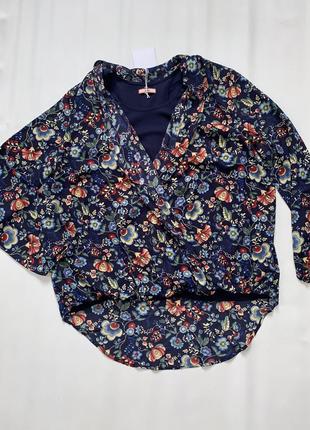 Комбинированная блуза с удлиненной спинкой